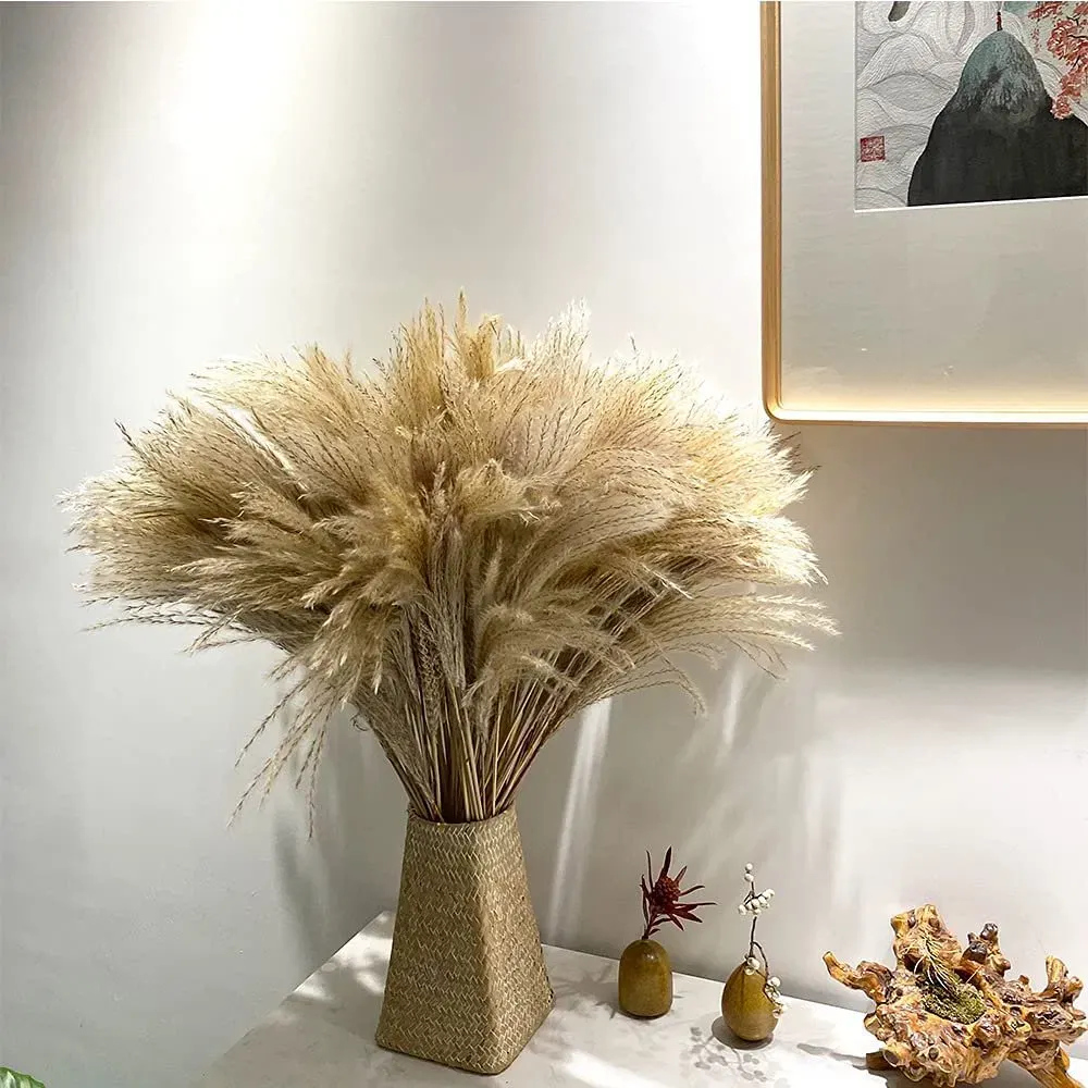Vază cu pampas natural uscat